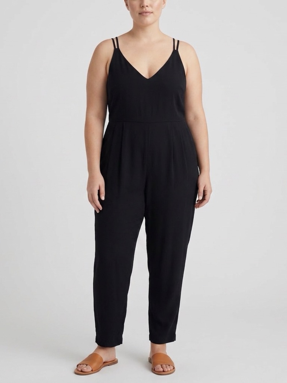 Madewell Black V-Neck Double-Strap Jumpsuit, size 22